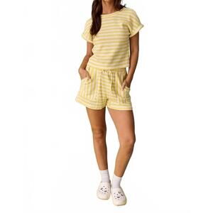 NEW PAPERMOON waffle striped set in yellow stripe